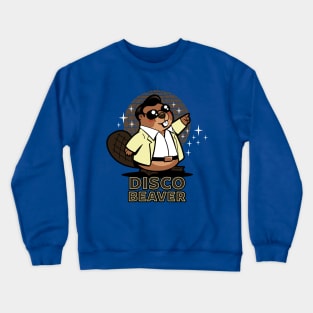 Disco Beaver Original Kawaii Cute Funny Retro 70's Beaver Cartoon Meme Crewneck Sweatshirt